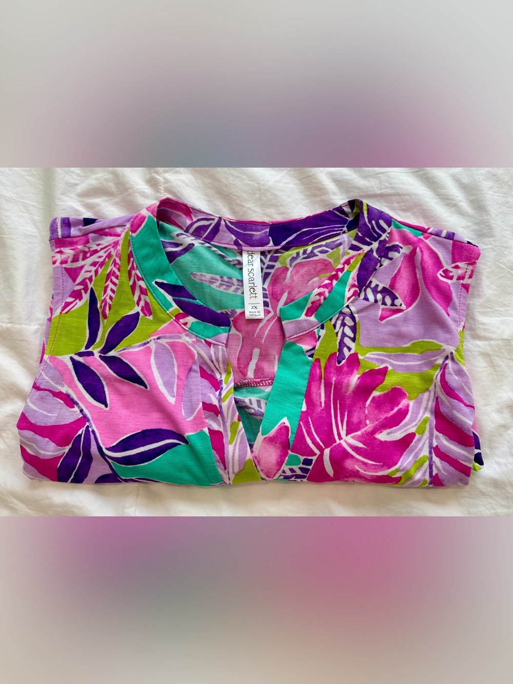 Dear Scarlet Pink Floral Split-Neck Women’s Top